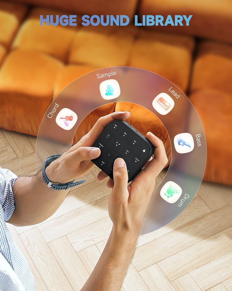 Donner وحدة تحكم MIDI بلوتوث MEDO، جروف بوكس محمول | وتر، عينة، لحن، بيس، طبلة | مسجل ومولد صوت مدمج | iOS، ماك، ويندوز، أندرويد | غلاف سيليكون، تشغيل وتطبيق MEDO SYNTH - Image 4